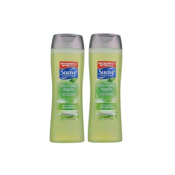 Suave Essentials Revitalizing Shampoo, Juicy Green Apple, 15 fl oz (2 pack) (Bundle)