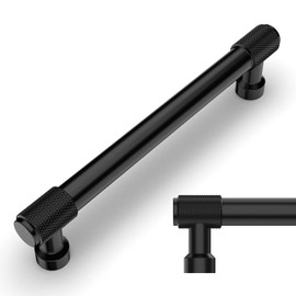 Amerdeco 10 Pack Matte Black Cabinet Pulls 128mm(5Inch) Hole Center Cabinet Hardware Kitchen Cabinet Handles for Bathroom Drawer Pulls Dresser Pulls AM011