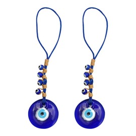 NUOBESTY Pack of 2 Blue Eyes Key Fob Turkish Amulet Pendant Evil Eye Key Ring Eid Mubarak Blue Eyes Keychain Charm Evil Eye Lucky Decoration Bags Backpack Decoration, blue
