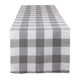 DII CAMZ11457 Gray & White Buffalo Check Woven Table Runner, 14X72