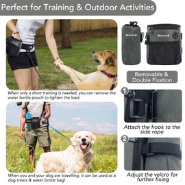 KIKNIN Dog Treat Pouch-Dog Treat Bag with Training Clicker, Treat Pouch Dog Training Built-in Poop Bag Dispenser with Removable Water Bottle Bag&Waist Belt Shoulder Strap