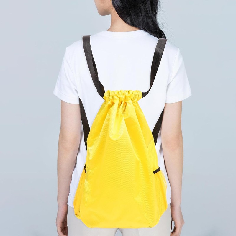 Bolsa Grande Cordón de Tela Oxford Amarilla para Deportes y