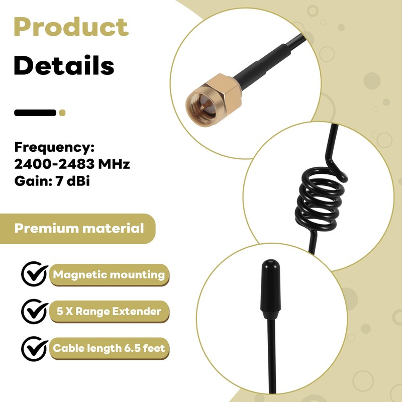 KUNLONGSKY WiFi Antenna Booster 7dBi 2.4GHz for Wireless LAN WLAN,