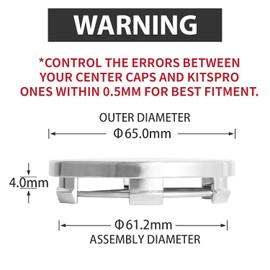 KitsPro 2.6Inch 65MM Wheel Center Caps for Ford Expedition Explorer Ranger F150 Rim Hub Caps FL34 1A096, Pack of 4 (Chrome, Outer 65MM, Inner 61MM)