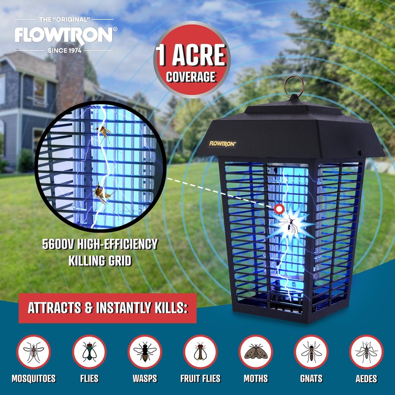Flowtron Electric Bug Zapper 1 Acre Outdoor Insect Control with