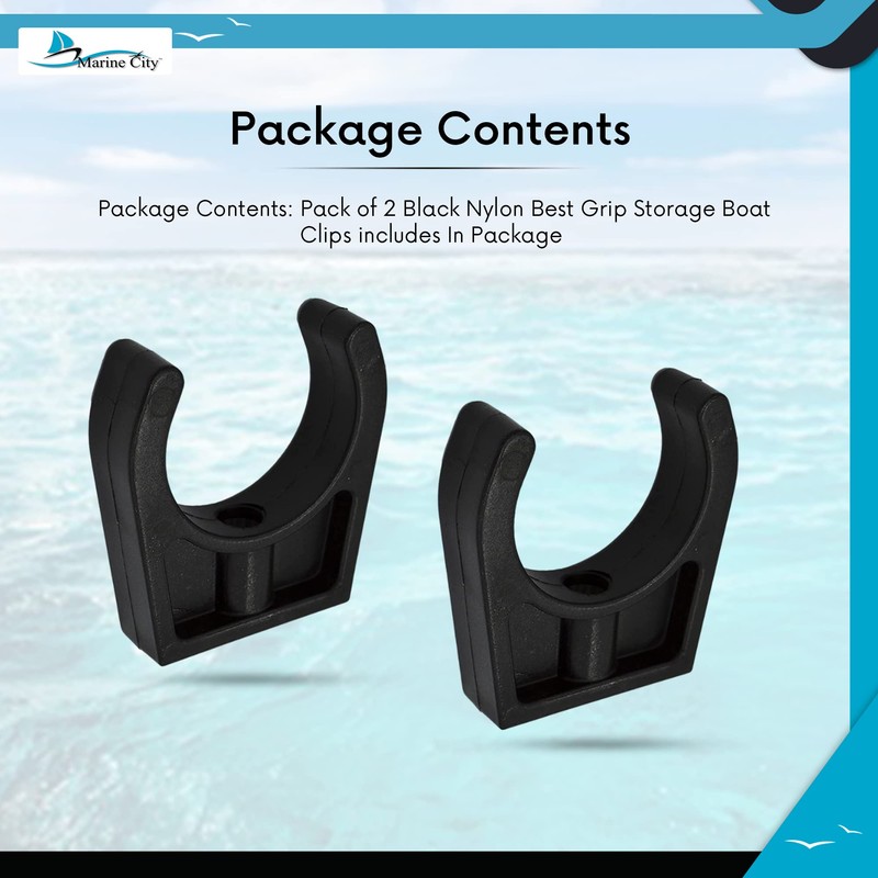 Marine City Black Nylon Best Grip Storage Boat Clips Light