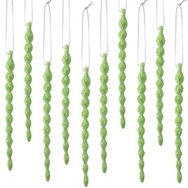 Boao 30 Pieces Plastic Icicle Twisted Plastic Icicle Christmas Ornaments Icicle Decoration Christmas Tree and Holiday Xmas Party Wedding Hanging (Light Green,7.8 Inch)