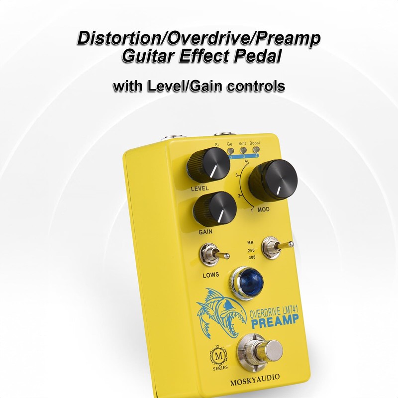 Effect Pedal, Distortion/Overdrive/Preamp Guitar Effect Pedal 4 Mode Switch&Level/Gain Controls