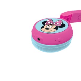 Lexibook Minnie HPBT010MN 2 in 1 Bluetooth Headphones for Kids Stereo Wireless Wired Child Safe for Boys Girls Foldable Pink Blue