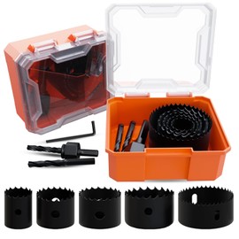 METOTY 9-Piece (25-51 mm) Bi-Metal Hole Saw Set, Carbide Steel Cutter for Wood, Plasterboard & Plastic, Ultra Sharp Teeth, Quick Change, Includes Mandrel & Hex Key