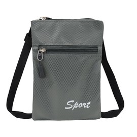 AfitLulu Crossbody Phone Bag with Zipper Suitable for Women and Men, Unisex Small Cross Body Bag Slim Cell Phone Shoulder Bag with 2 Zipper Pocket and Adjustable Shoulder Strap (Grey)