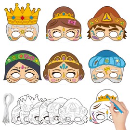 WATINC 36pcs Purim Day Story Character Mask Craft Kits, DIY Color Your Own Masks Costume Decorations for Kids, Jewish Role Play Coloring for Holiday Party Favors School Classroom Activity Art Project