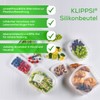 KLIPPSI® 3er Set Wiederverwendbare Silikonbeutel Gefrierbeutel Aufbewahrungsbeutel reißfest, hitze-kältebeständig, auslaufsicher,
