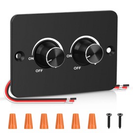 Linkstyle 12V Dimmer Switch, 2 Gang 60W PWM RV Trucks Marine LED Dimmer, ON/Off Rotary Dimmer for LED Strip Light, Puck Light, Ambience Light