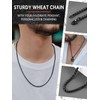 FaithHeart Black Thin Spiga Chain Necklace for Male 316L Stainless