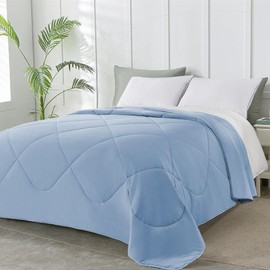 Joysoul Cooling Comforter Twin Size, Double-Sided Cool Touch Blanket for Hot Sleepers, Q-Max 0.39, Breathable & Lightweight Summer Comforter Twin Duvet Insert (Blue, 68"x90")