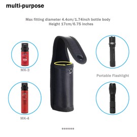OC/Mace Spray Pouch - Large Nylon OC Spray Holder with Smooth Lining, Dual Closure for Duty Belt, Perfect for Law Enforcement and Security Use, Fits Bear Mace (180X65X50mm, Black)