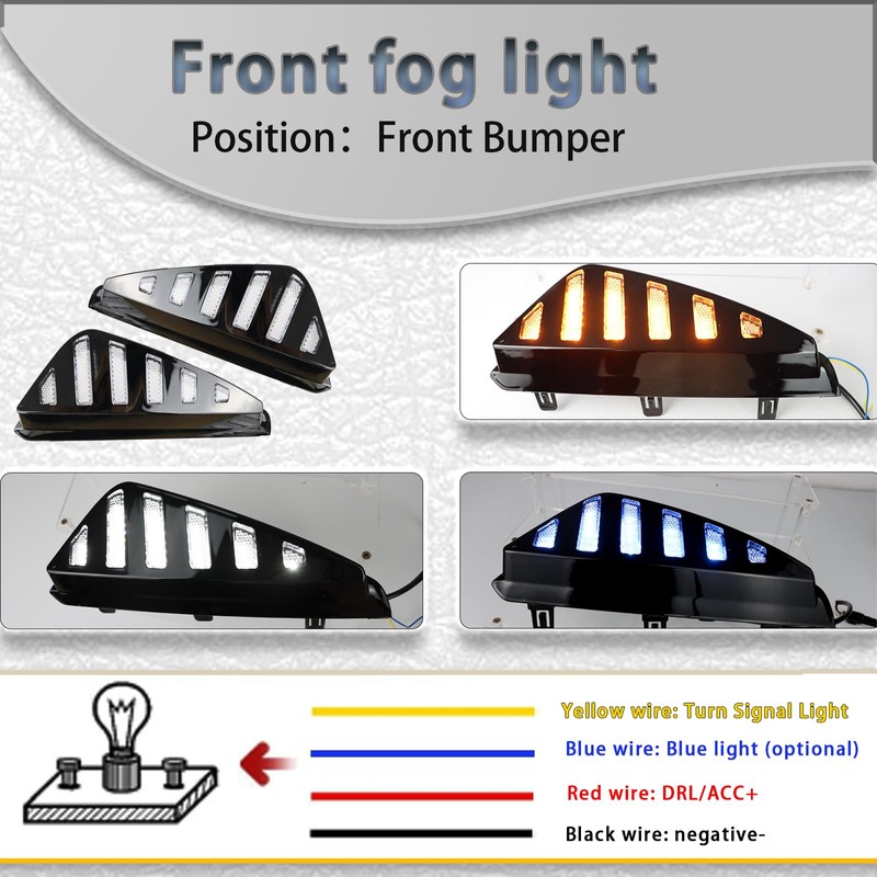 PGTOPONE Switchback White/Amber LED Front Bumper Fog Light DRL Amber