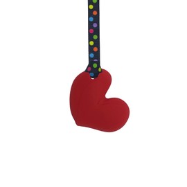 Sensory Oojamabobs - Heart Pendant chew Necklace, Smooth & Bumpy Texture - Autism ADHD stimming/Anxiety aid - Red with Lanyard (8 Designs Available!) (70cm, Black dots)