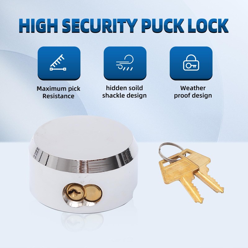 Mardili Hidden Shackle Trailer Puck Padlocks with Keyed Alike, 2-7/8"