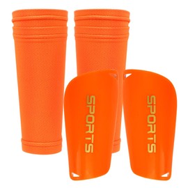 Youth Soccer Shin Pads and Shin Guard Sleeves, Child Calf Protective Gear for 3-15 Years Old Boys Girls, Cushion Comprehensive Protection for Leg (Orange)