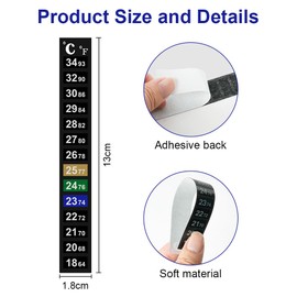 Flintronic Aquarium Thermometer Gauge Sticker, Pack of 4 Aquarium Thermometer Strip, Aquarium Thermometer Sticker, Temperature Sticker, for Home Fish Tank and Aquarium