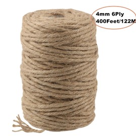 FanLyDao 400Feet 4mm Twine String Jute Rope for Crafts/Gift Packing/Garden (4mm 6Ply 400Feet)