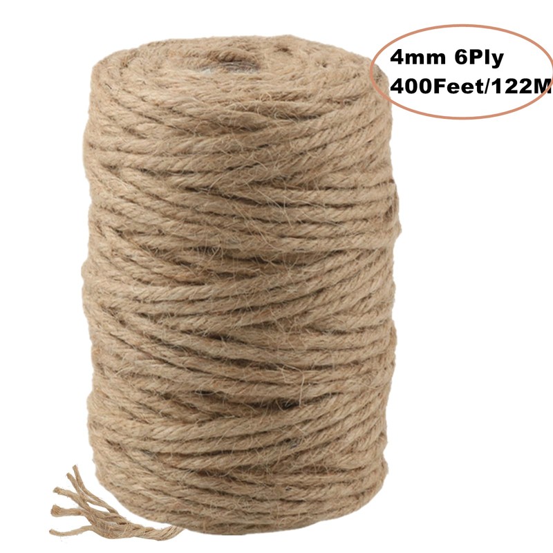 FanLyDao 400Feet 4mm Twine String Jute Rope for Crafts/Gift Packing/Garden