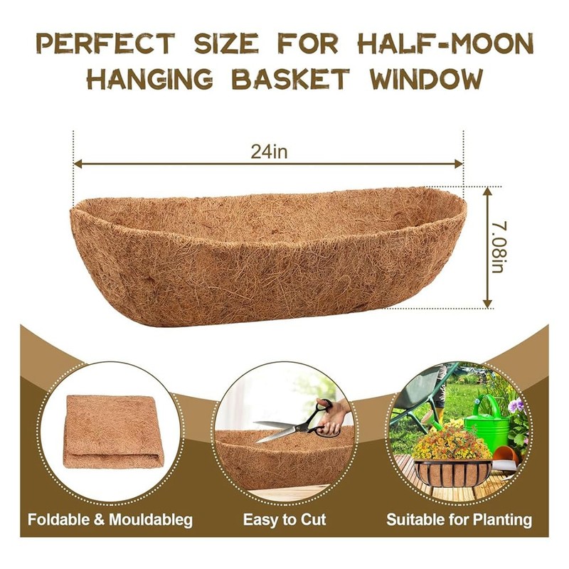 IMCCZONY 4 Pack 24 Inch Trough Coconut Liners, Natural Coconut