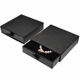 LANTWOO 2 Pack Jewelry Gift Boxes 3.5x3.5x1 Inch Cardboard Jewelry Boxes, Small Gift Boxes for Bracelets Earrings Necklaces Jewelry Gift (Black)