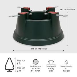 Tree Nest Christmas Tree Stand Base Xmas Modern Plastic Holder Castle Stand for Real Tree, Green, Medium, 221641