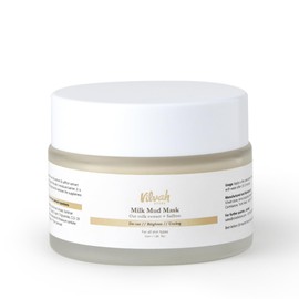 Vilvah Store Milk Mud Mask, De-Tan Pack, With Oat Milk, Saffron Extract and Kaolin Clay, Brightening and Tan Removal Cream, Sulphate Free, For All Skin Types, For Men & Women, 50ml