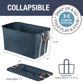 CleverMade Collapsible Fabric Laundry Basket LUXE 2PK - Foldable Pop Up Storage Organizer - Space Saving Hamper with Carry Handles, Navy Noir/Cream, One Size