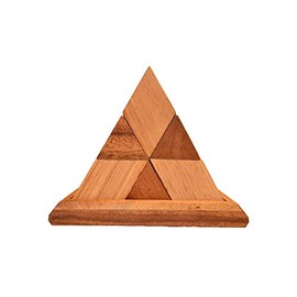Pyramid 14 Pieces 2 Tone 3D Wooden Pyramid Puzzle in 2 Colours, Puzzle Wood IQ Puzzle 14 Pieces Make a Pyramid Children's Puzzle, Blockbuilder, IQ Test, Puzzle Game, Wooden Brain Teaser