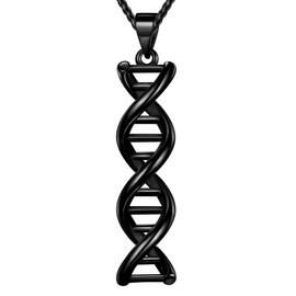 beautlace DNA Double Helix Chemistry Science Molecule Biology Necklace Black Gun Plated DNA Pendant Jewelry for Women KP0049K