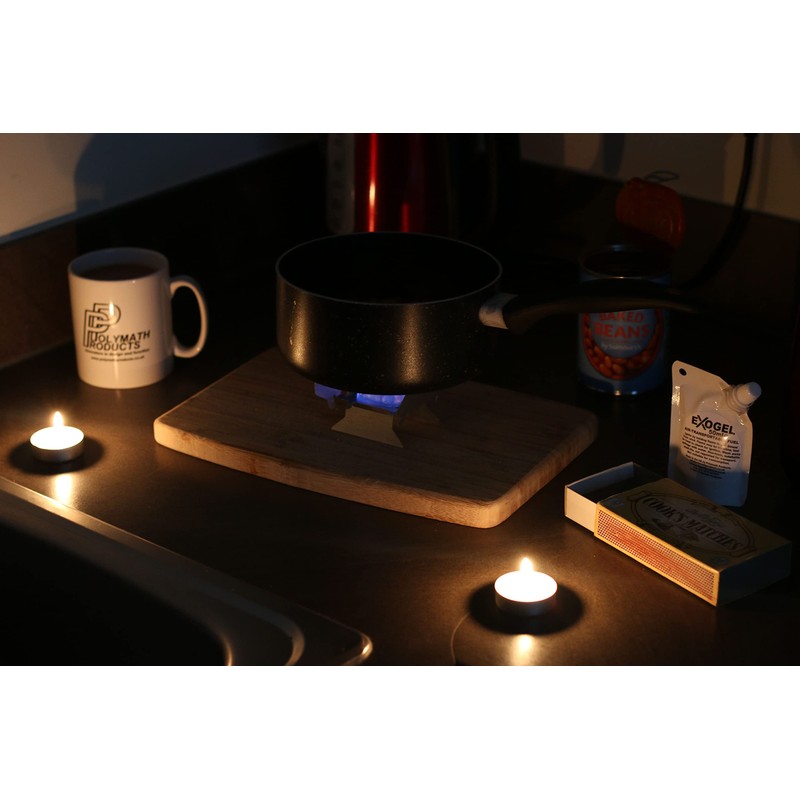 Emergency Stove and Fuel Kit. Compact 'fold-up' stove and gel