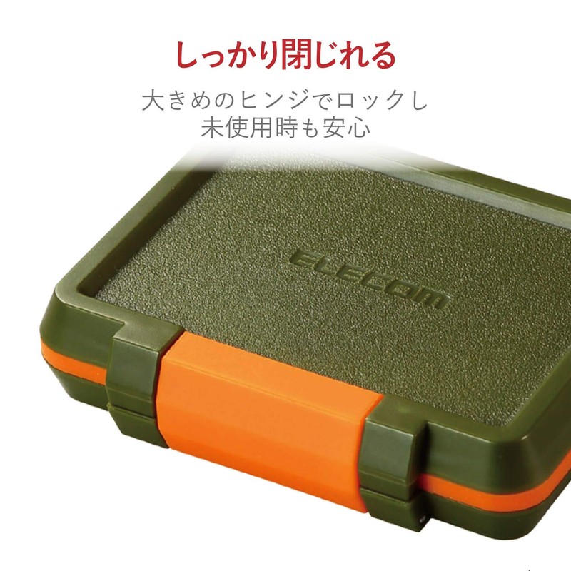 Elecom CMC-SDCHD01GN Memory Card Case, Holds 8 SDs, 8 MicroSDs,