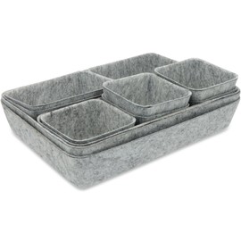 SPOKKI 11 Stück Schubladen Organizer Filz Stapelbare Filz-Aufbewahrungsboxen, 4 Größe Schubladen Organizer Ordnungssystem aus Filzs Flexible Filzkorb für Schreibtisch,Schminktisch,Nachttisch,Schrank