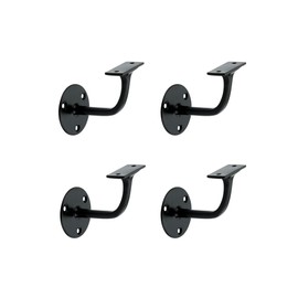Infinity Decor Pack of 4 Traditional Handrail Brackets Matt Black – Heavy Duty Wall Mounted Support Holds Banister Staircase and Railings