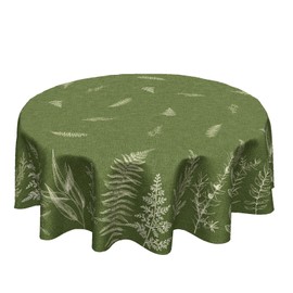 Kawani Spring Summer Leaf Tablecloth Round 60 Inch Green Plant Botanical Fern Leaves Decorative Table Cloth Washable Wrinkle Stain-Resistant Polyester Holiday Farmhouse Table Cover for Party Dinner
