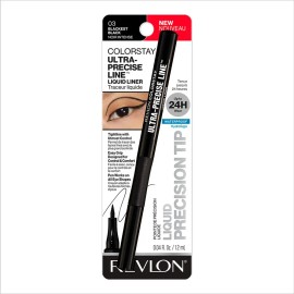 Revlon Delineador De Ojos con Ultra precisión Ultra-precise Line Tono Blackest Black Color Negro Dura hasta 24H, Resistente al Agua con Micropunta par
