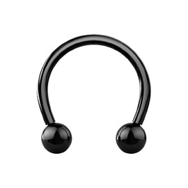 18-00GA PVD Plated G23 Implant Grade Titanium Internally Threaded Ball Ends Circular Horseshoe Barbell (6mm (2GA), Black)