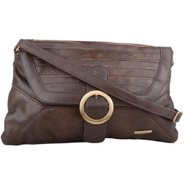 Valita Womens Genuine Leather Medium Cross Body Shoulder Bag - Dark Brown