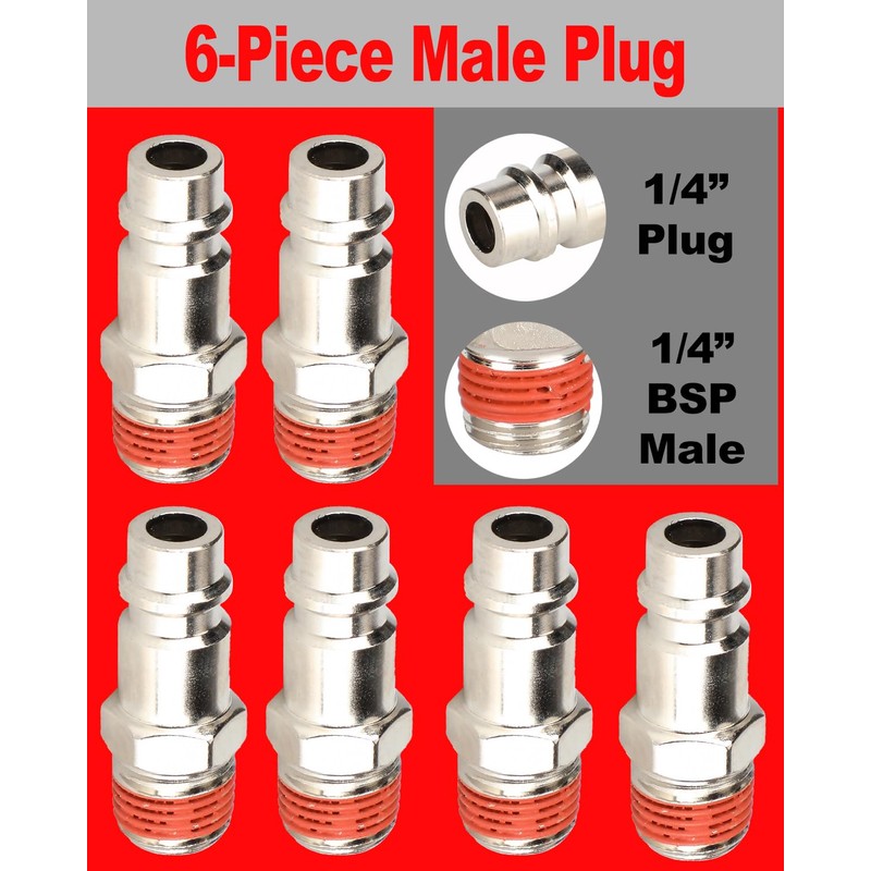 EADUTY Professional Air Compressor Quick Connect Fittings Set, Metal Pneumatic