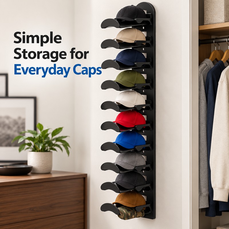 Wall-Mounted Baseball Cap Organizer – Multi-Layer ABS Hat Rack for