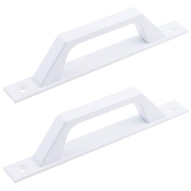 Semetall Barn Door Handle 175mm Hole Center Solid Steel Gate Handle Heavy Duty Door Pull White Flush Hardware Handle with Screws for Wooden Door Sliding Barn Doors Gates Garages Sheds