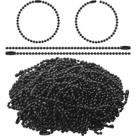 LOKIPA Ball Chain with Connector, Silver, 4.7 inches (12 cm) (Black, 100 pcs)
