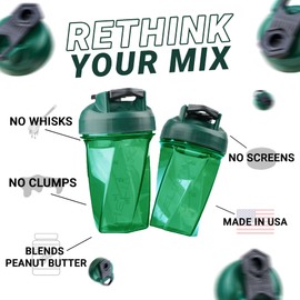 HELIMIX 1.5 Vortex Blender Shaker Bottle Holds upto 28oz | No Blending Ball or Whisk | USA Made | Portable Pre Workout Whey Protein Drink Shaker Cup | Mixes Cocktails Smoothies Shakes | Top Rack Safe