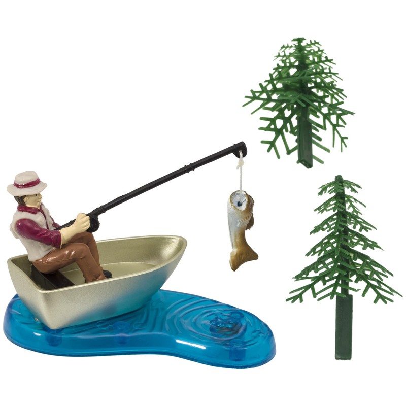 DecoPac Fisherman with Action Fish DecoSet Cake Decoration, 3 Piece