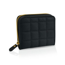 WisePoint Women's Purse, PU Leather Wallet with Zip, Lady Credit Card Holder with Multiple Card Slots and Compartments, Plain Wallet for Women, Girls, black, Minimalist